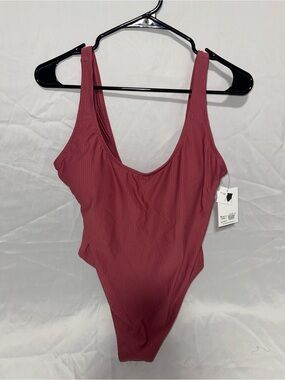 SOLID & STRIPED Ribbed Scoop One-Piece Swimsuit - Dusty Rose